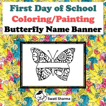 8 1st Day Of School Activity Butterfly Name Label Coloring Decor