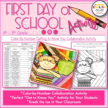 Preview of First Day of School Activity, Color By Number, Icebreaker