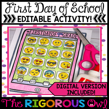 Preview of First Day of School Activity - Print and Digital - Back to School Activity