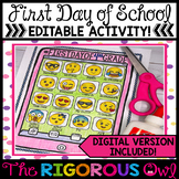 First Day of School Activity - Print and Digital - Back to