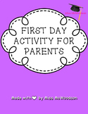 First Day of School Activity for Parents