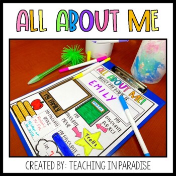 Preview of First Day of School: All About Me!