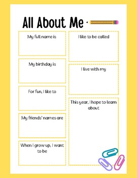 First Day of School All About Me Worksheet Packet by Luci and Ray