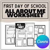 First Day of School "All About Me" Worksheets