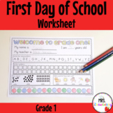 First Day of School Assessment Worksheet Grade 1
