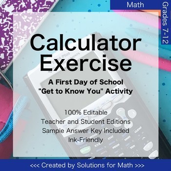 Preview of First Day of School Calculator Math Activity High School
