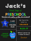 First Day of School Chalkboard Sign EDITABLE Preschool-12th grade BOY VERSION