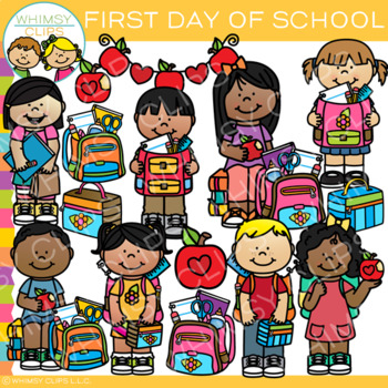 Preview of First Day of Back to School Kids Clip Art