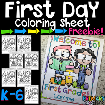 First Day Of School Coloring Page Freebie By Stephany Dillon Tpt
