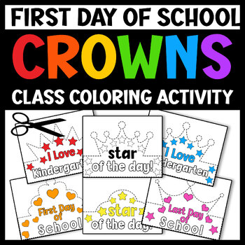 Preview of First Day of School Crown Templates Class Crowns 1st Day of School First Day Hat