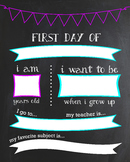 First Day of School Customizable Chalkboard Poster Fill-in