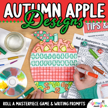 Preview of Fall Art Projects: Apple Art Lesson, No Prep Sub Plans, Template, Writing Prompt