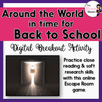 Preview of First Day of School Digital Breakout Activity: Around the World & Back to School