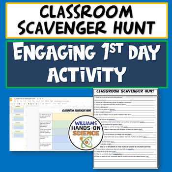 Preview of First Day of School Editable Classroom Scavenger Hunt Back to School Activity