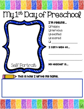 First Day Of Preschool Printables