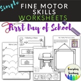 First Day of School Fine Motor Worksheets: Autism, Special