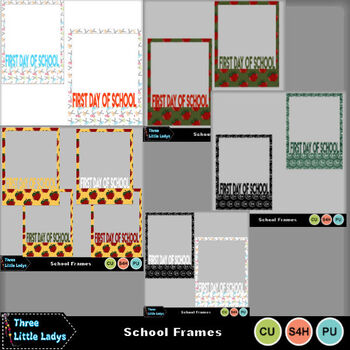 First Day of School Frames by Three LittleLadys-Clipart Fairys | TpT
