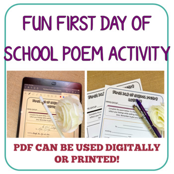 Preview of First Day of School Fun Poetry Activity!