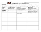 First Day of School - Get to Know You with Inferences! Worksheet