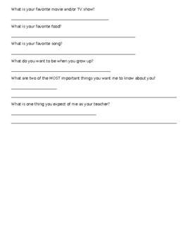 First Day of School Getting to Know You Worksheet by Raechel Mullan