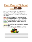 First Day of School Ice Breaker Game with M&M candies