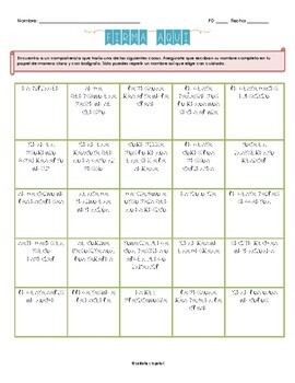 Preview of Ice Breaker/Human Bingo/Find Someone in Spanish - First Day of School