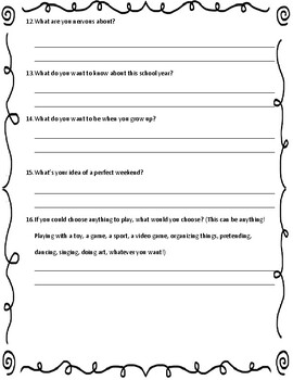 First Day of School Student Interest Survey by We're Ready to Learn