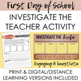 First Day of School Investigate the Teacher Activity - Engaging - Print/Digital
