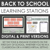 First Day of School Activity: Learning Stations - Print or