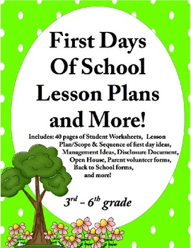 Preview of First Days of School Lesson Plans and More! 3rd, 4th, 5th, 6th Grade