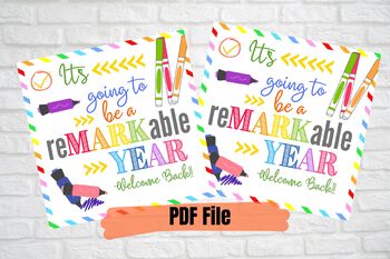Preview of First Day of School Marker Gift tags, Back to school Sharpie, marker, teacher ta