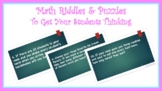 First Day of School Math Riddles and Puzzles
