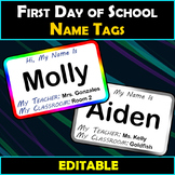 First Day of School Name Tags - Editable - Rainbow - Presc
