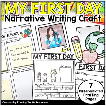 Preview of First Day of School Narrative Writing, First Week of School Writing, K, 1st-3rd
