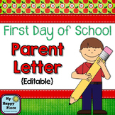{freebie} First Day of School Parent Letter - EDITABLE