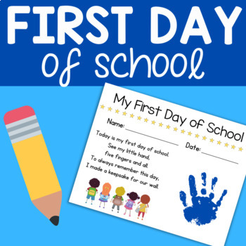 Preview of First Day of School Poem Handprint Art Keepsake