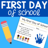 First Day of School Poem Handprint Art Keepsake