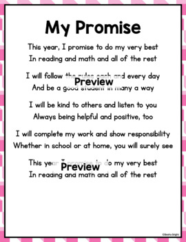 First Day of School Letter to Parents and Student Promise Poem | TpT