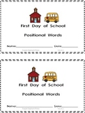 First Day of School Positional Words Booklet