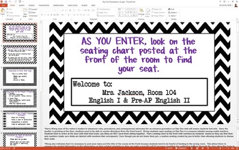 Preview of First Day of School PowerPoint Presentation (Editable); Best Practices!