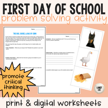 Preview of First Day of School Problem Solving Activity