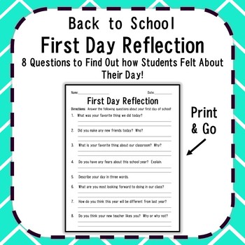 First Day of School Reflection Print & Go Back to School Activity