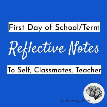 Preview of First Day of School Reflective Notes to Self, Classmates & Teacher