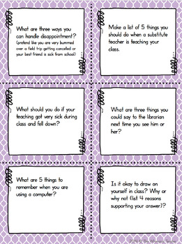 First Day of School Activity Behavior Management Respect Themed Task Cards