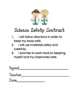 Preview of First Day of School- Science Safety Contract