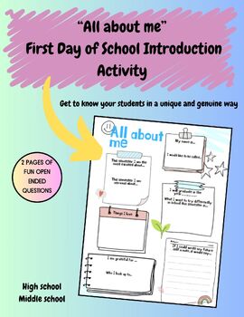 First Day of School Self Introduction Activity by MaCo Studios | TPT