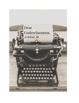 Preview of First Day of School Senior Reflection Writing: Dear Underclassmen
