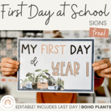First Day of School Sign | Modern Boho Plants Vintage Retr