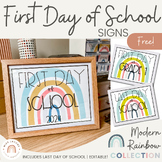 First Day of School Sign - Modern Rainbow Decor - Calm Colors