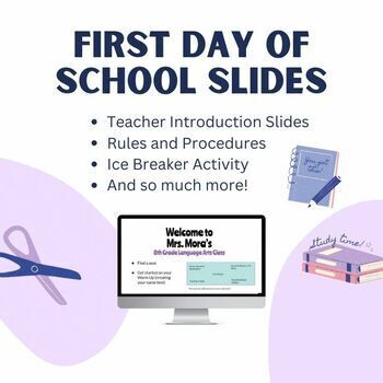 Preview of First Day of School Slides (Rules & Procedures, Icebreaker Activity & More!)